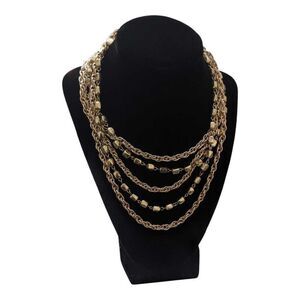Vintage Coro Necklace Gold Tone Ball‎ Beaded Link Multi Strand Necklace